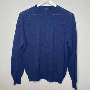 Tincati Milano Pullover Mens Large Blue Crew Neck Sweater linen Bland Casual